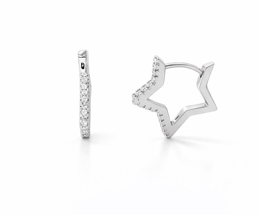 Star shimmer hoops silver