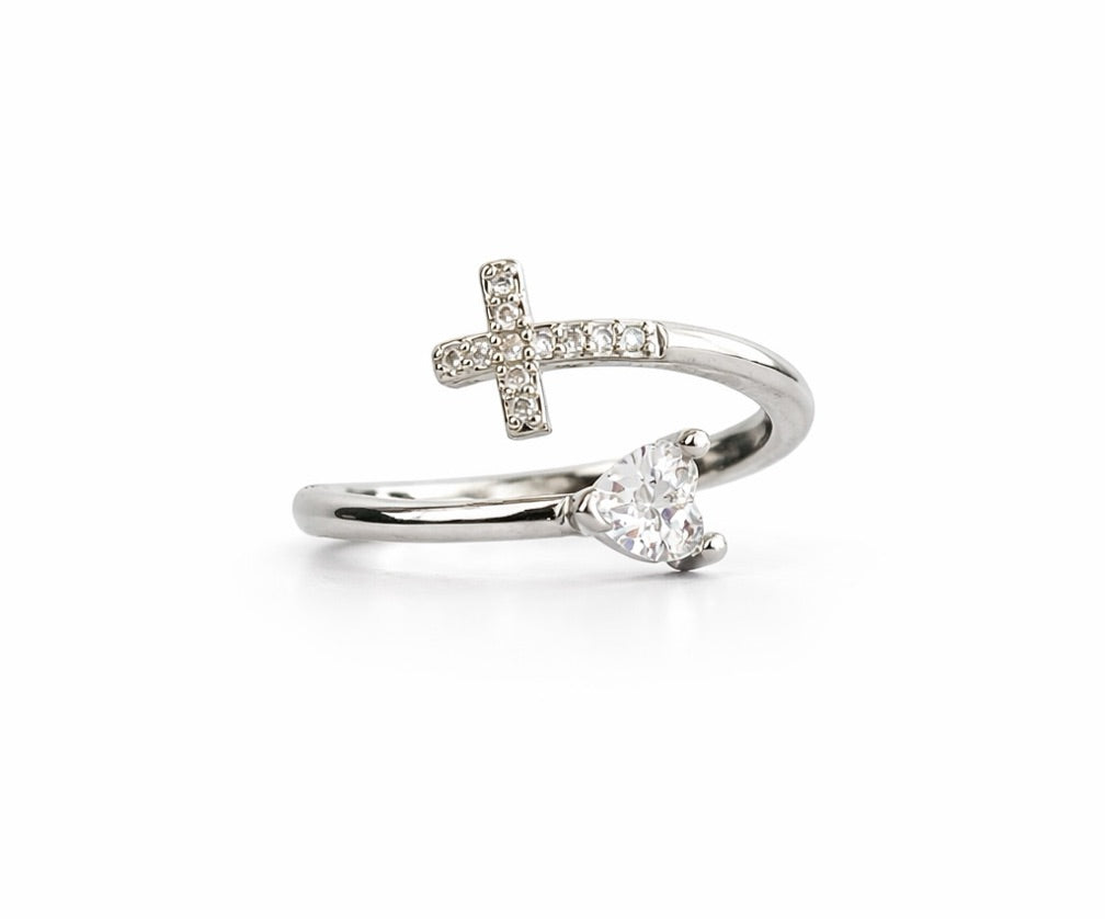 Cross heart silver