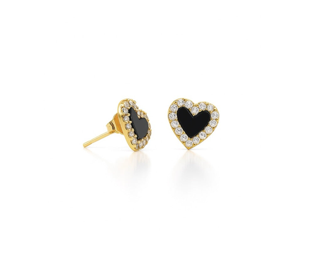 Black heart studs